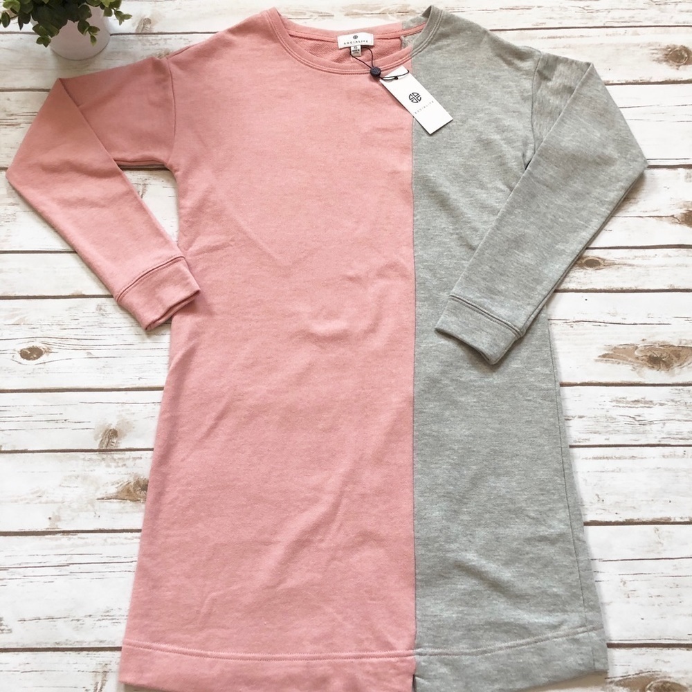 Socialite Pink and Grey Color Block Dress